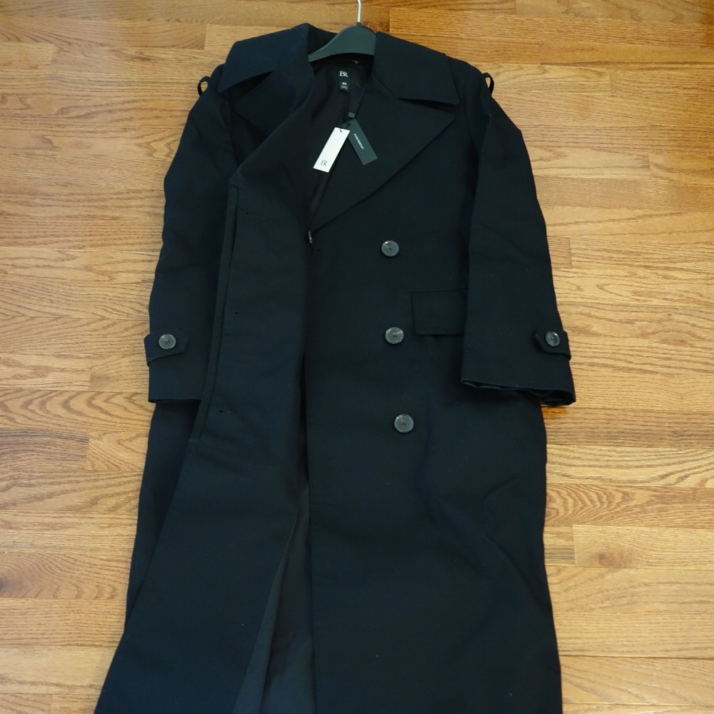 Banana Republic Water Resistant Long Black Trench Coat